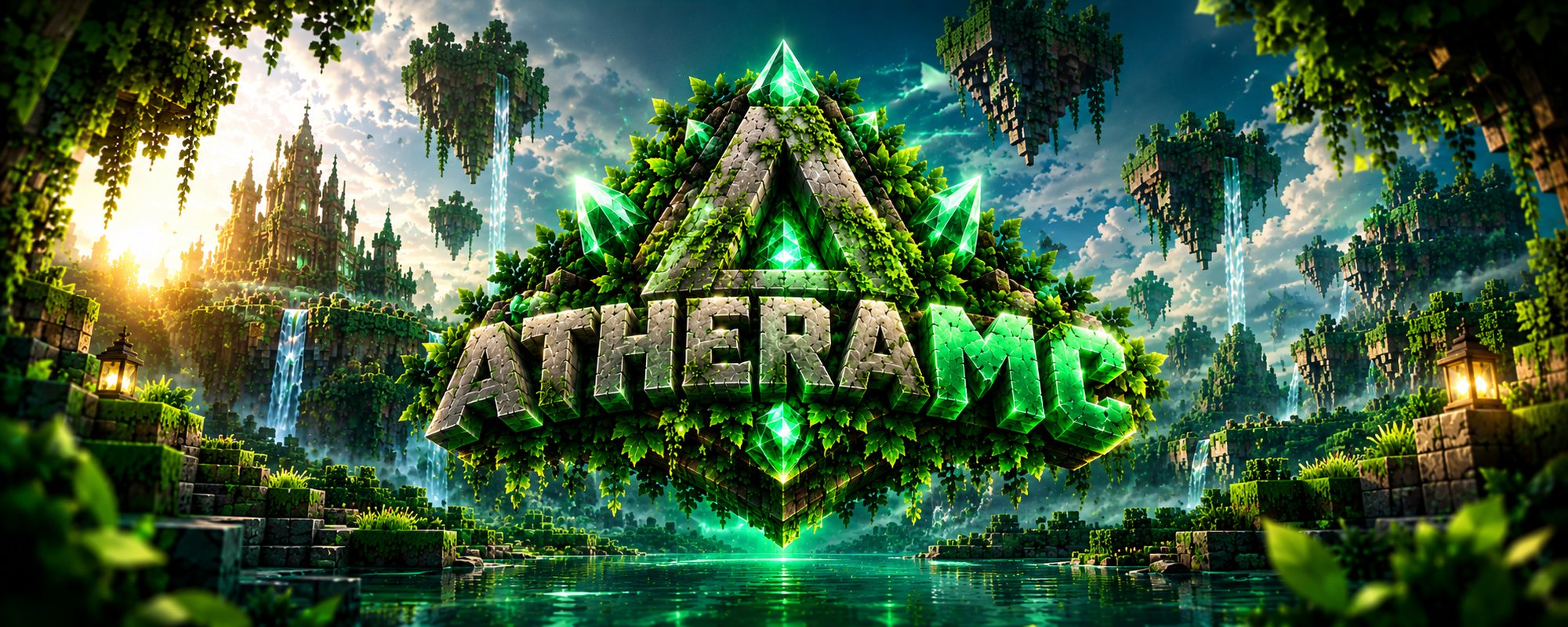 AtheraMC logo above floating islands
